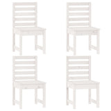 5 Piece Garden Dining Set White Solid Wood Pine - Rear View