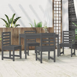 5 Piece Garden Dining Set Grey Solid Wood Pine - Side View