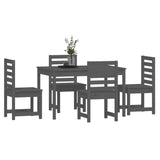 5 Piece Garden Dining Set Grey Solid Wood Pine - Top-Down View