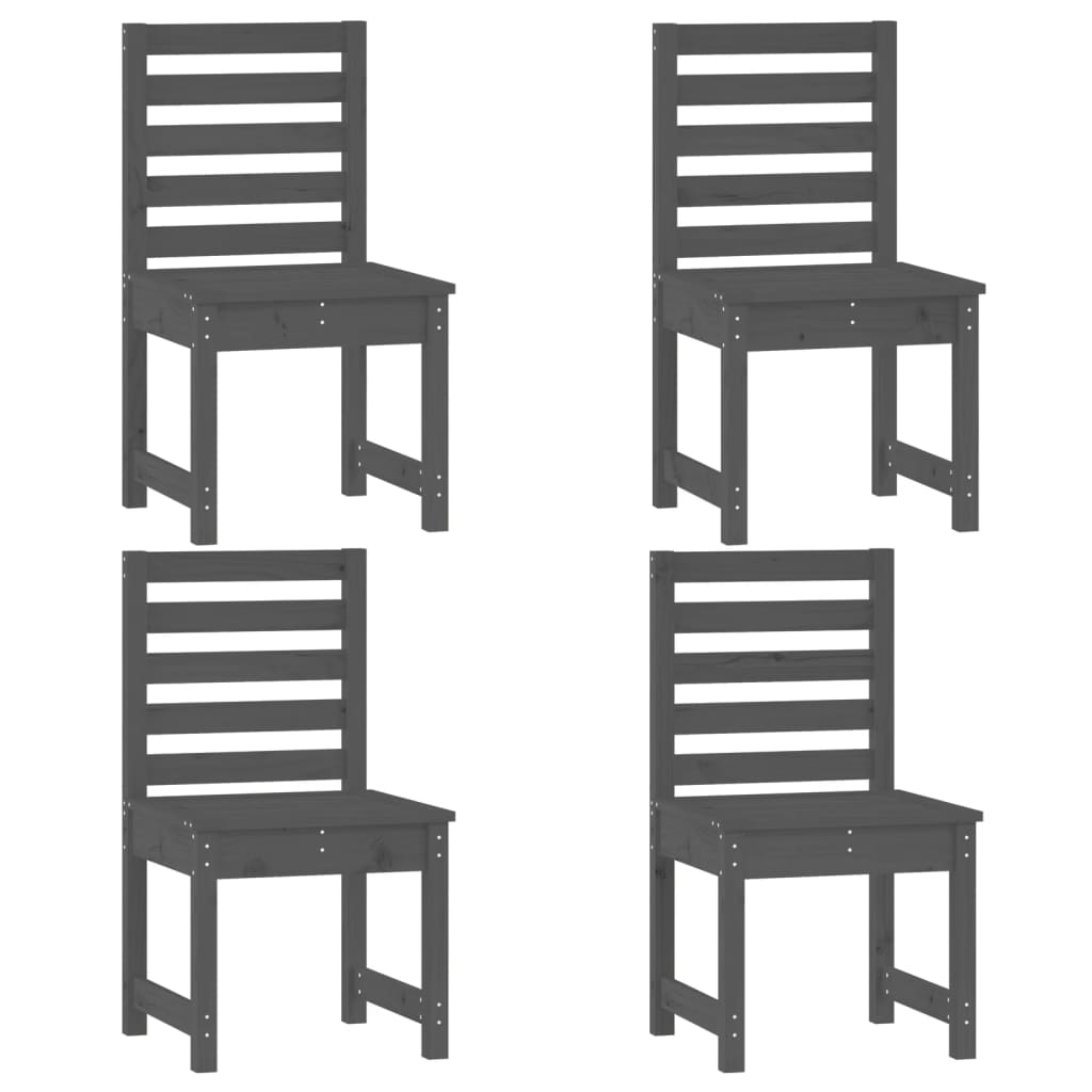 5 Piece Garden Dining Set Grey Solid Wood Pine