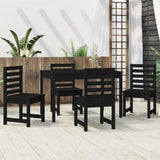 5 Piece Garden Dining Set Black Solid Wood Pine