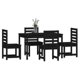 5 Piece Garden Dining Set Black Solid Wood Pine - Top-Down View