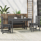 4 Piece Garden Dining Set Grey Solid Wood Pine - Side View