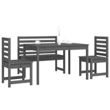 4 Piece Garden Dining Set Grey Solid Wood Pine - Top-Down View