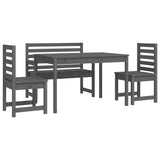 4 Piece Garden Dining Set Grey Solid Wood Pine - 45-Degree Angle