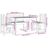 4 Piece Garden Dining Set Grey Solid Wood Pine - Extra Image