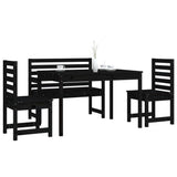4 Piece Garden Dining Set Black Solid Wood Pine - Top-Down View