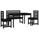 4 Piece Garden Dining Set Black Solid Wood Pine - 45-Degree Angle