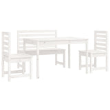 4 Piece Garden Dining Set White Solid Wood Pine - 45-Degree Angle