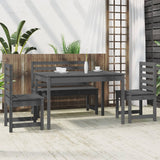 4 Piece Garden Dining Set Grey Solid Wood Pine - Side View