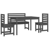 4 Piece Garden Dining Set Grey Solid Wood Pine - 45-Degree Angle