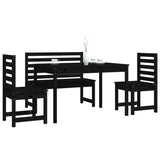 4 Piece Garden Dining Set Black Solid Wood Pine - Top-Down View