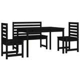 4 Piece Garden Dining Set Black Solid Wood Pine - 45-Degree Angle