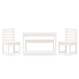 4 Piece Garden Dining Set White Solid Wood Pine
