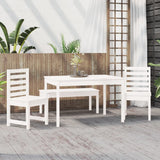 4 Piece Garden Dining Set White Solid Wood Pine - Side View