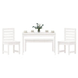 4 Piece Garden Dining Set White Solid Wood Pine - Top-Down View