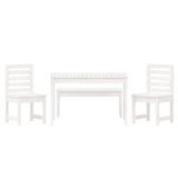 4 Piece Garden Dining Set White Solid Wood Pine