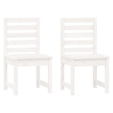 4 Piece Garden Dining Set White Solid Wood Pine - Rear View