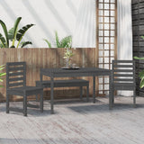 4 Piece Garden Dining Set Grey Solid Wood Pine