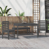 4 Piece Garden Dining Set Grey Solid Wood Pine - Side View