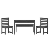 4 Piece Garden Dining Set Grey Solid Wood Pine - 45-Degree Angle