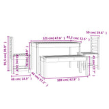 4 Piece Garden Dining Set Grey Solid Wood Pine - Extra Image