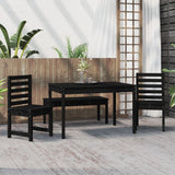 4 Piece Garden Dining Set Black Solid Wood Pine - Side View