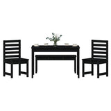 4 Piece Garden Dining Set Black Solid Wood Pine - Top-Down View
