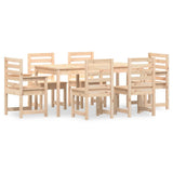 7 Piece Garden Dining Set Solid Wood Pine - Front View
