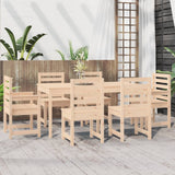 7 Piece Garden Dining Set Solid Wood Pine - Side View