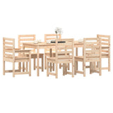 7 Piece Garden Dining Set Solid Wood Pine - Top-Down View