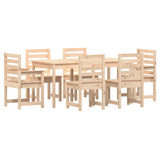 7 Piece Garden Dining Set Solid Wood Pine - 45-Degree Angle