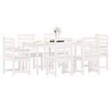 7 Piece Garden Dining Set White Solid Wood Pine - Top-Down View