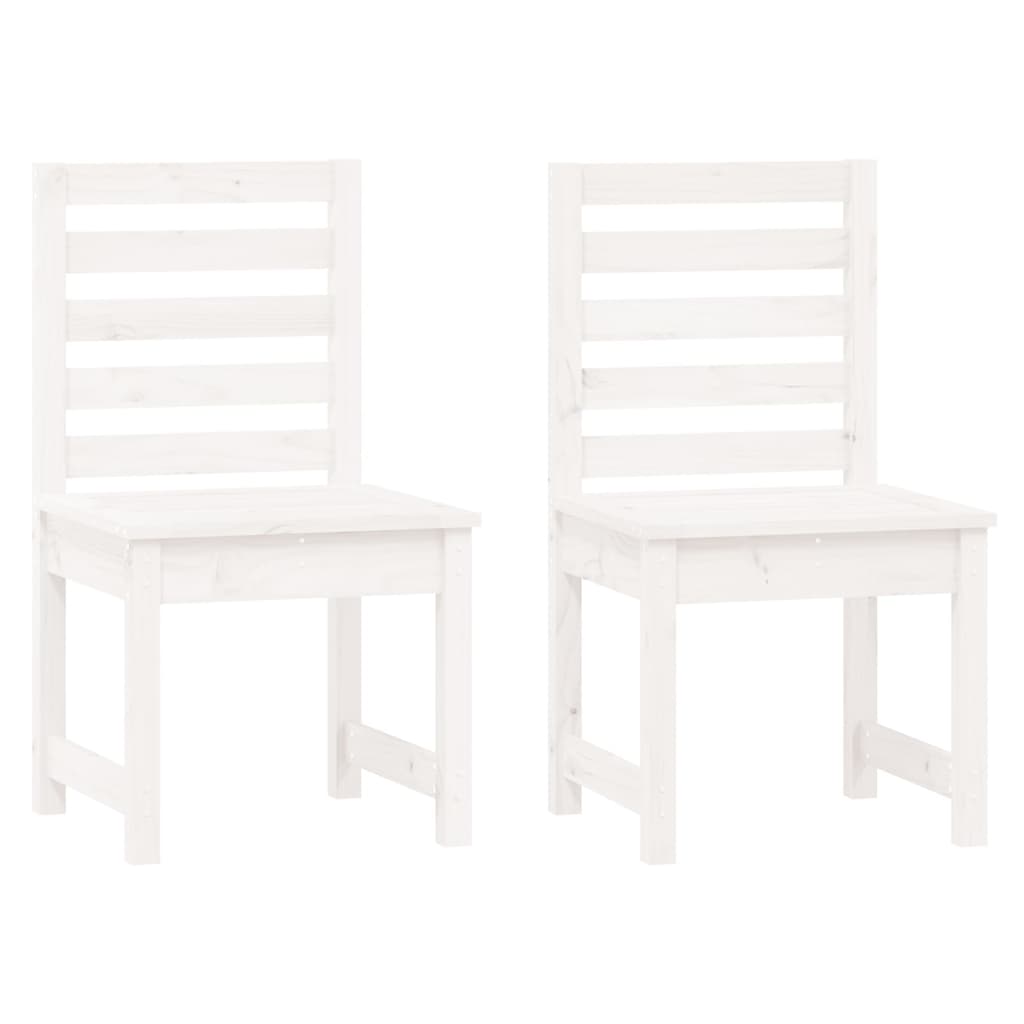 7 Piece Garden Dining Set White Solid Wood Pine