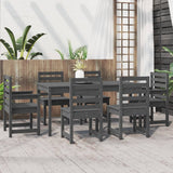 7 Piece Garden Dining Set Grey Solid Wood Pine - Side View