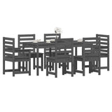 7 Piece Garden Dining Set Grey Solid Wood Pine - Top-Down View