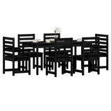 7 Piece Garden Dining Set Black Solid Wood Pine - Top-Down View