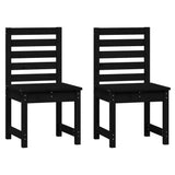 7 Piece Garden Dining Set Black Solid Wood Pine