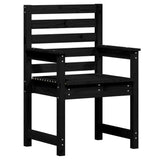 7 Piece Garden Dining Set Black Solid Wood Pine - Close-Up Angle