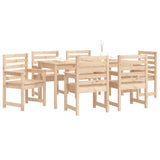 7 Piece Garden Dining Set Solid Wood Pine - Top-Down View