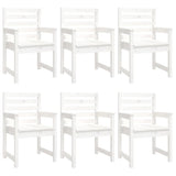7 Piece Garden Dining Set White Solid Wood Pine - Rear View