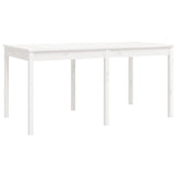 7 Piece Garden Dining Set White Solid Wood Pine - Close-Up Angle