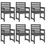 7 Piece Garden Dining Set Grey Solid Wood Pine - Rear View