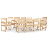 11 Piece Garden Dining Set Solid Wood Pine - Front View