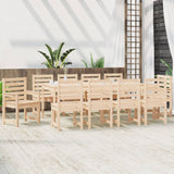11 Piece Garden Dining Set Solid Wood Pine - Side View