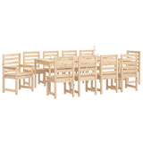 11 Piece Garden Dining Set Solid Wood Pine - Top-Down View