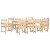 11 Piece Garden Dining Set Solid Wood Pine - 45-Degree Angle
