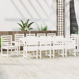 11 Piece Garden Dining Set White Solid Wood Pine - Side View