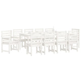 11 Piece Garden Dining Set White Solid Wood Pine - Top-Down View
