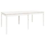 11 Piece Garden Dining Set White Solid Wood Pine - Low Angle